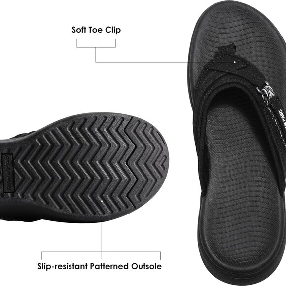Women's Flip Flops Faux Leather Rubber Sole Arch Support Casual Sandals - Picture 3 of 9